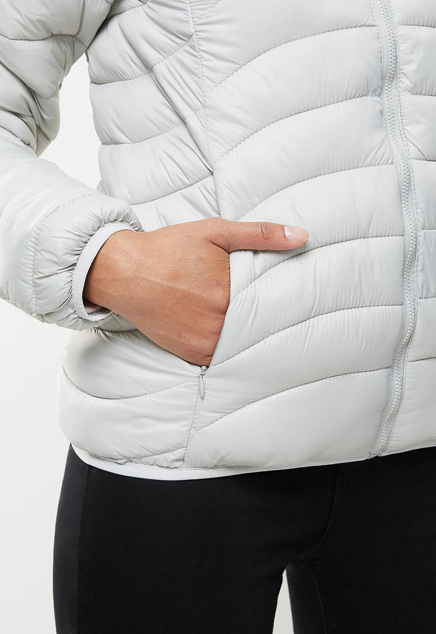 Aca Joe - Zip thru puffer jacket - light grey