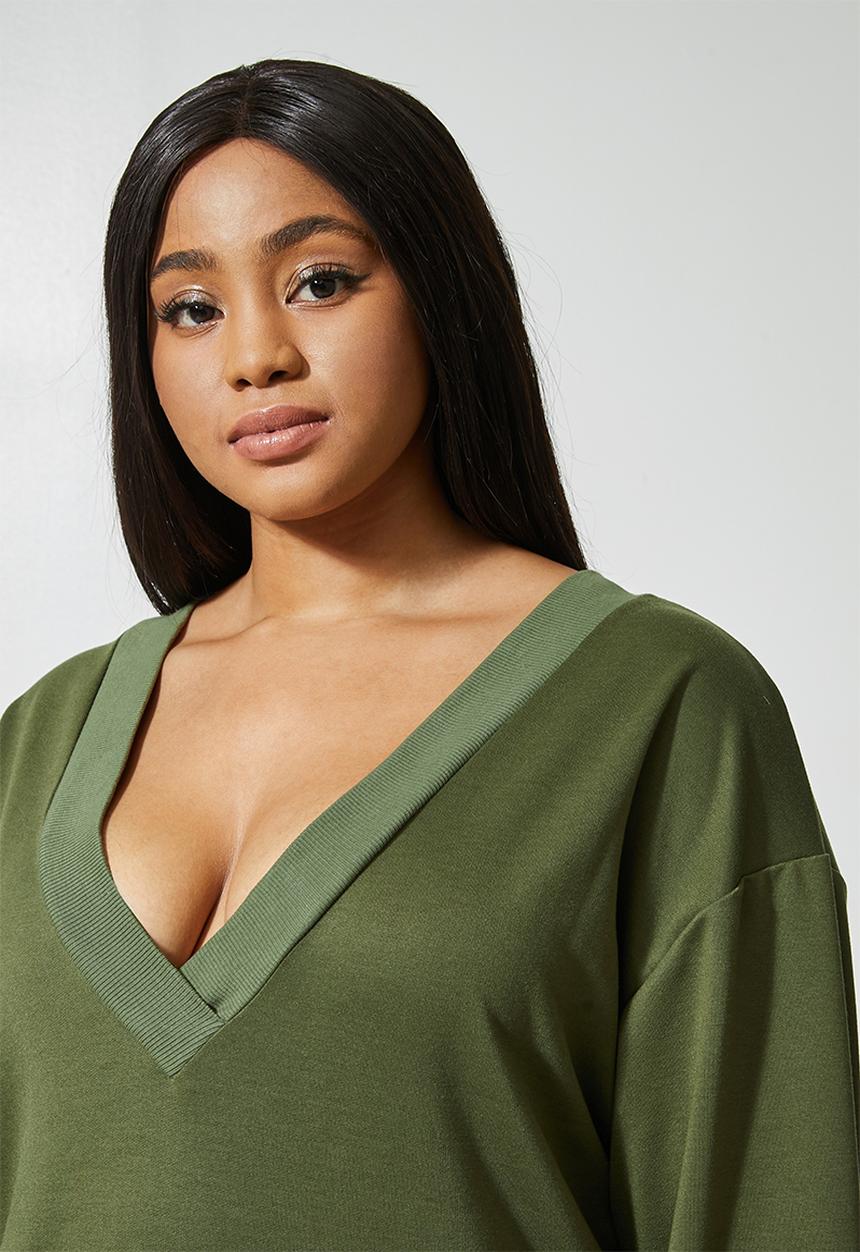 Superbalist - Long sleeve fleece easy fit jumpsuit - khaki