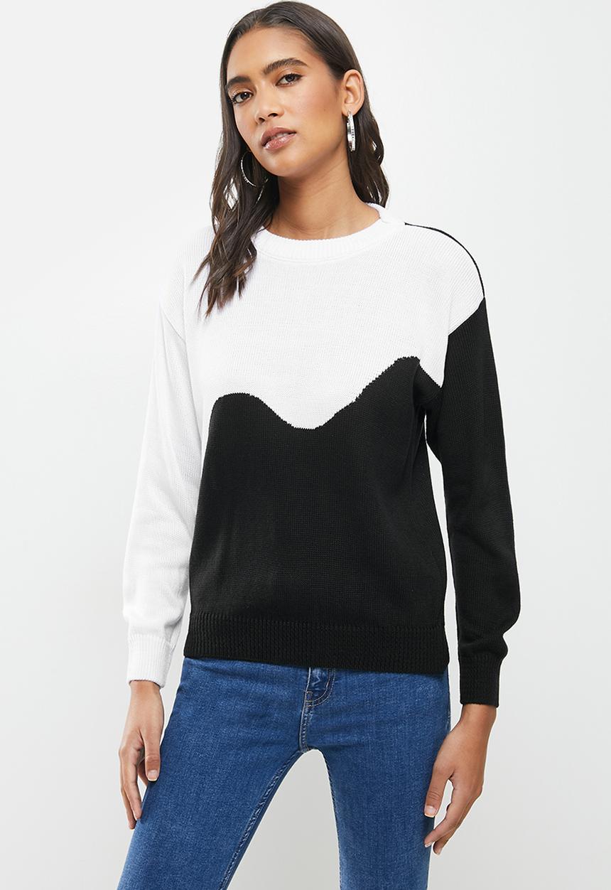 Me&B - Colourblock jumper - black & white
