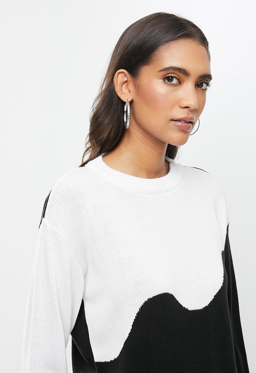 Me&B - Colourblock jumper - black & white