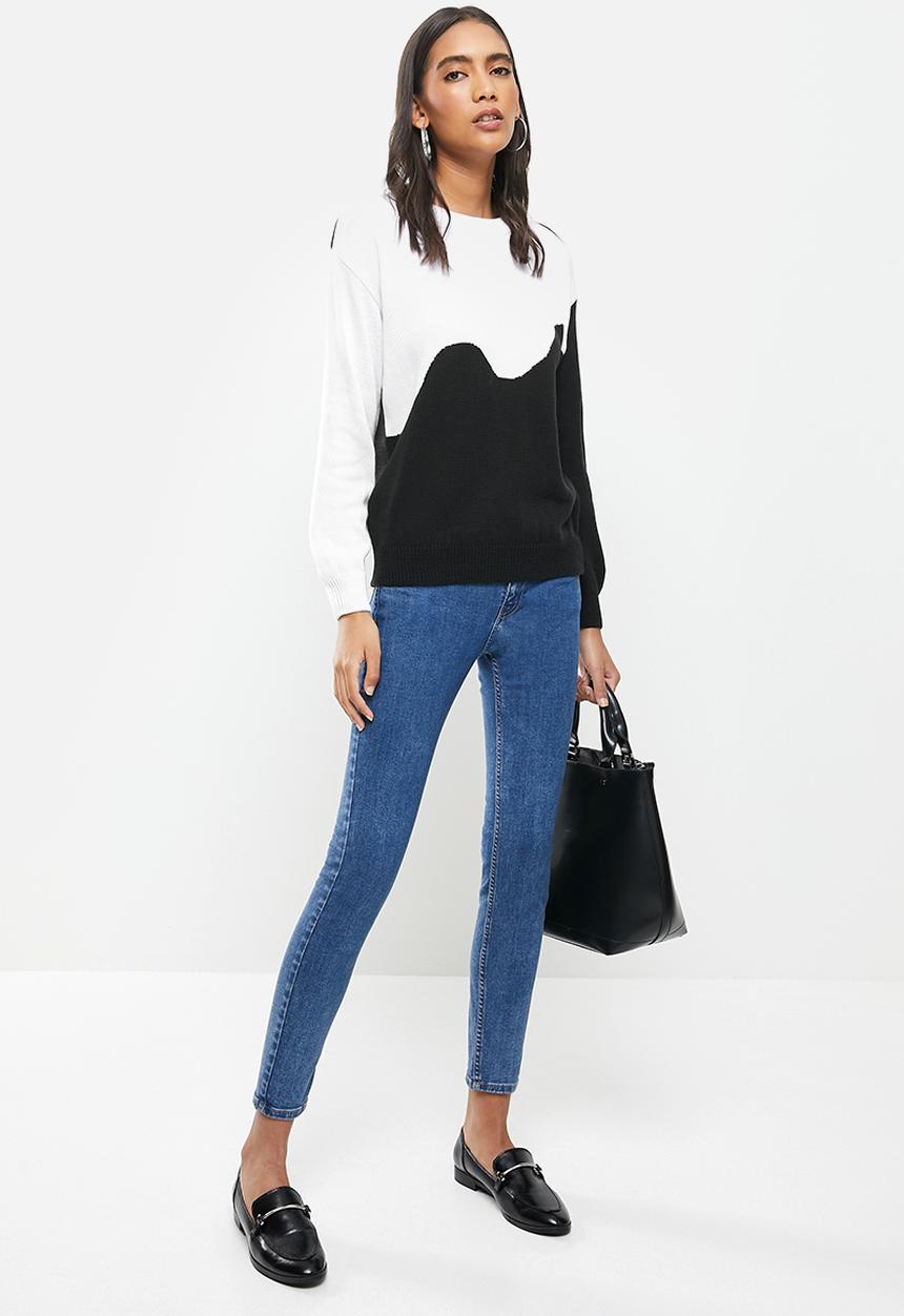 Me&B - Colourblock jumper - black & white