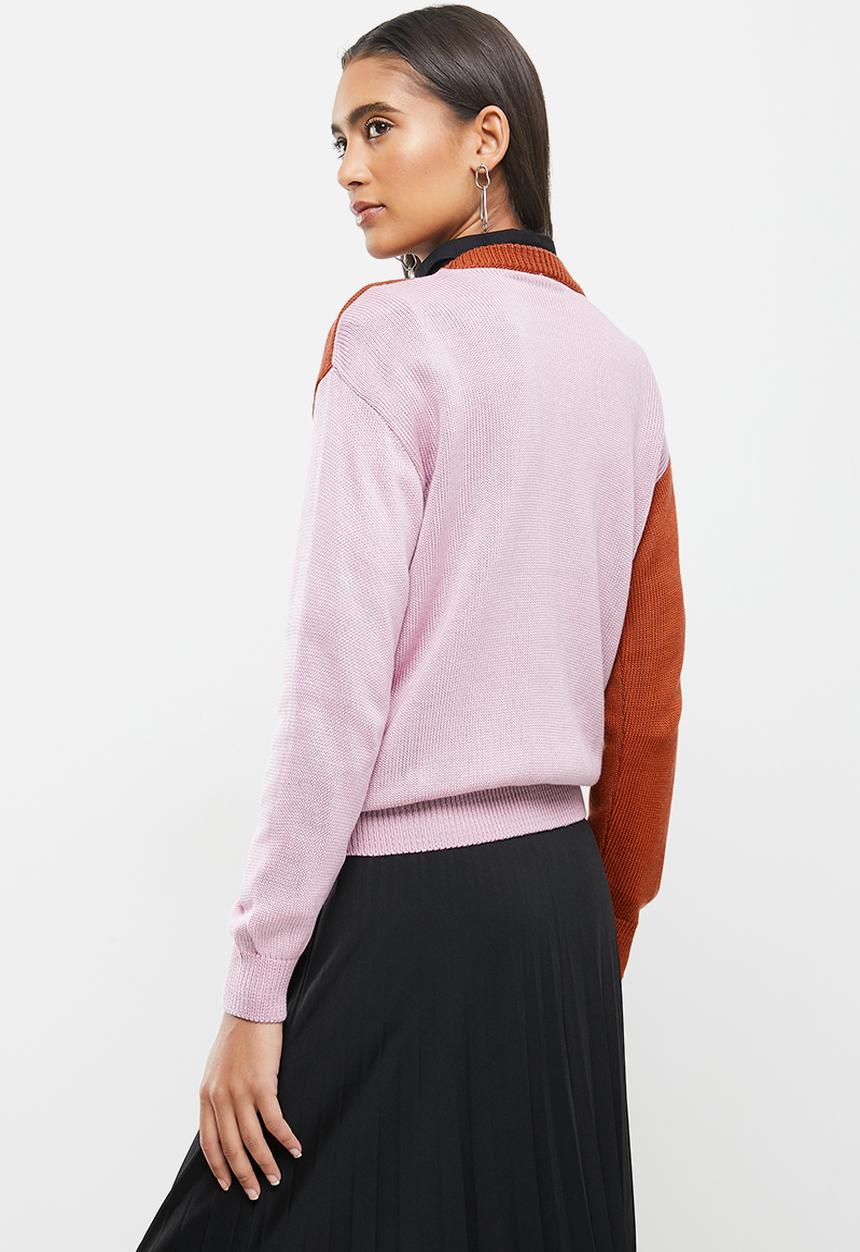 Me&B - Colourblock jumper -  rust & pink