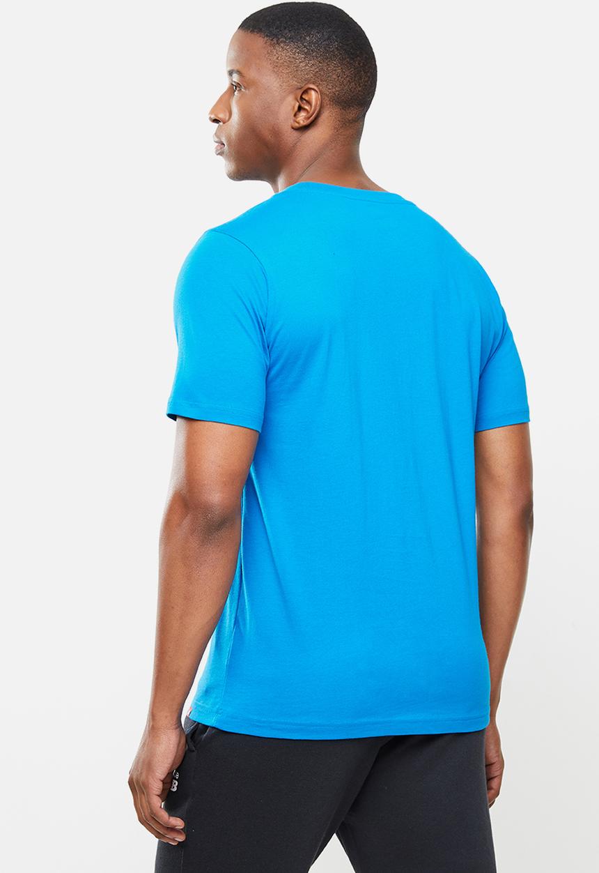 New Balance  - New Balance essentials stacked logo tee - blue