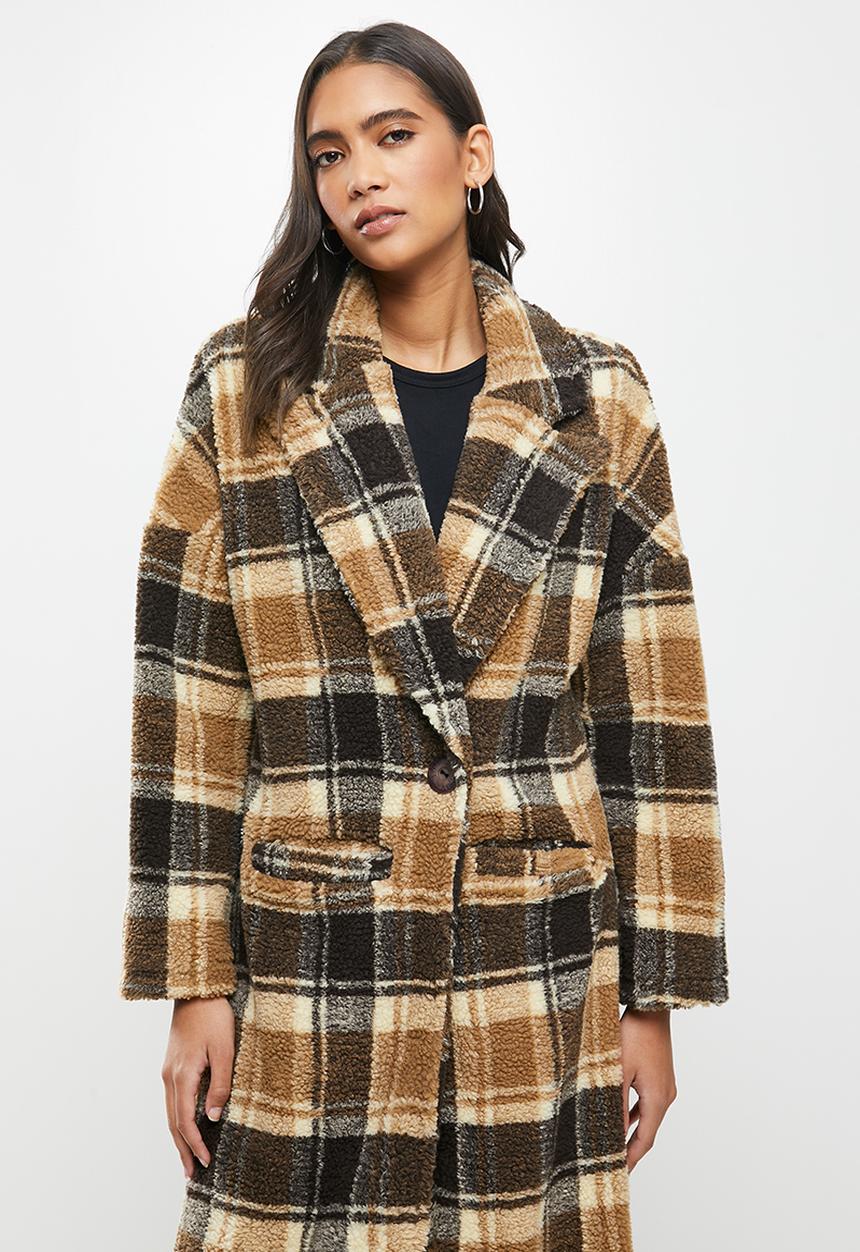 Me&B - The teddy coat in check - brown