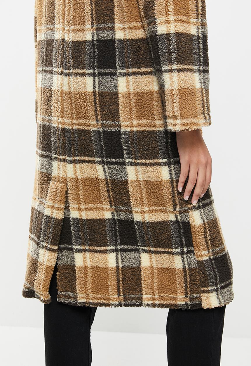 Me&B - The teddy coat in check - brown