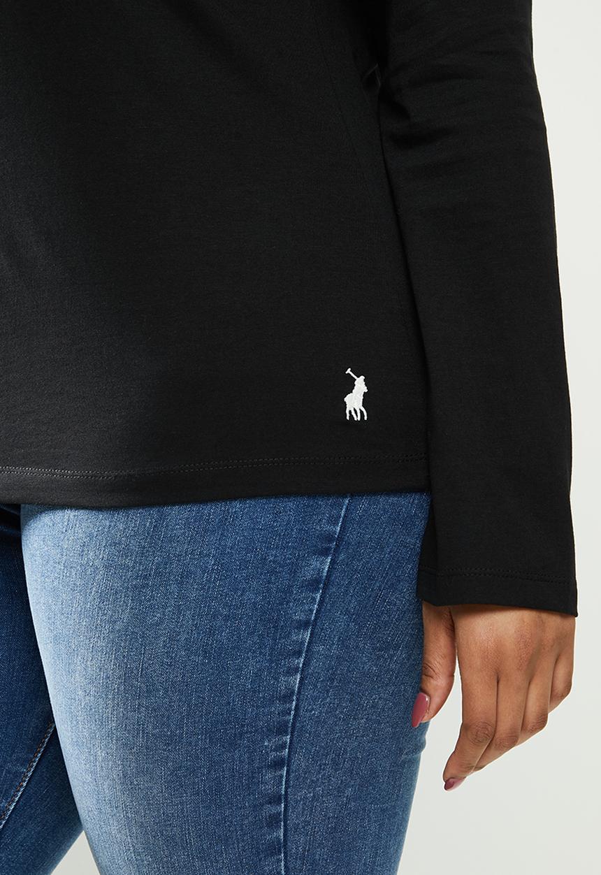 POLO - Plus  relaxed long sleeve mirror tee - black