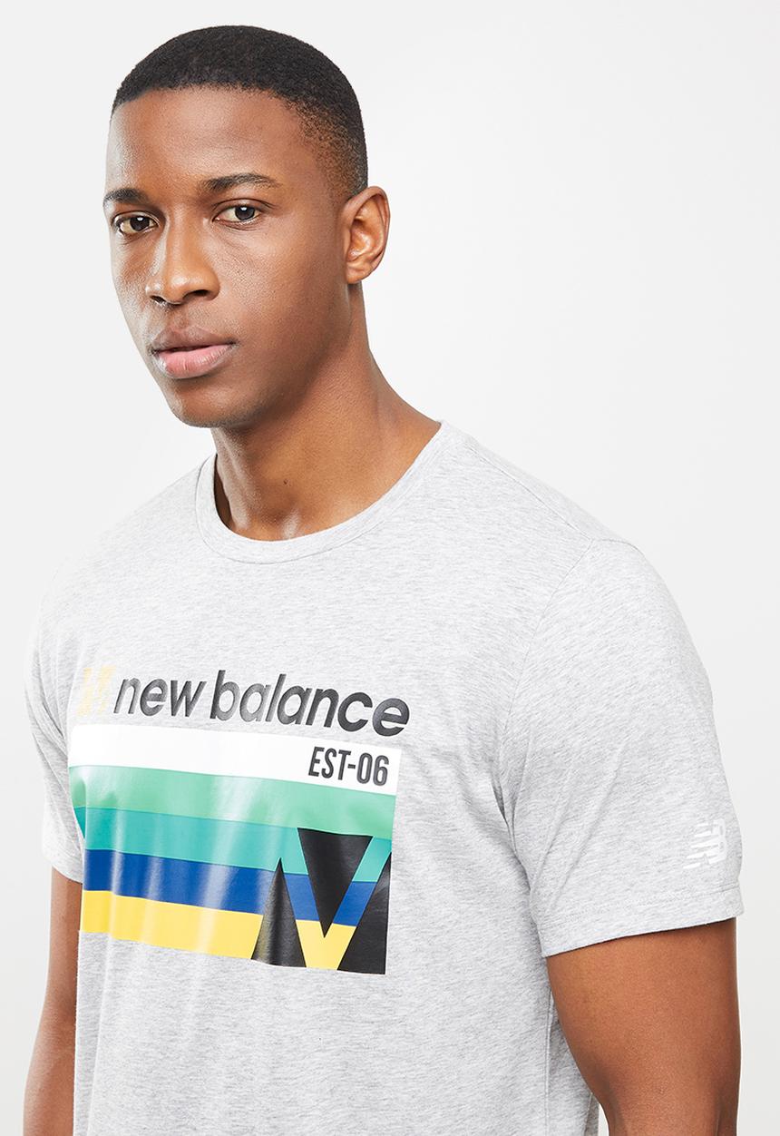 New Balance  - Tenacity heather tech short sleeve print - grey 