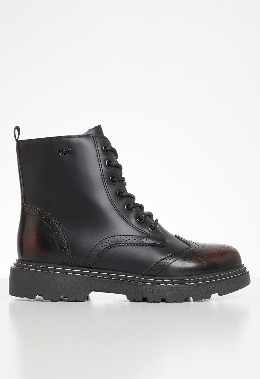 Plum - Volt lace up chunky boot - burgundy & black 