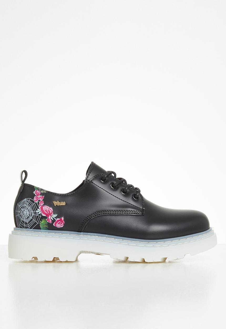 Plum - Orrico lug sole lace up shoe - black