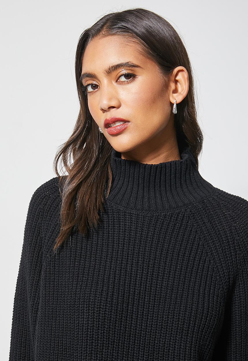 Superbalist - Cotton blend roll neck - black
