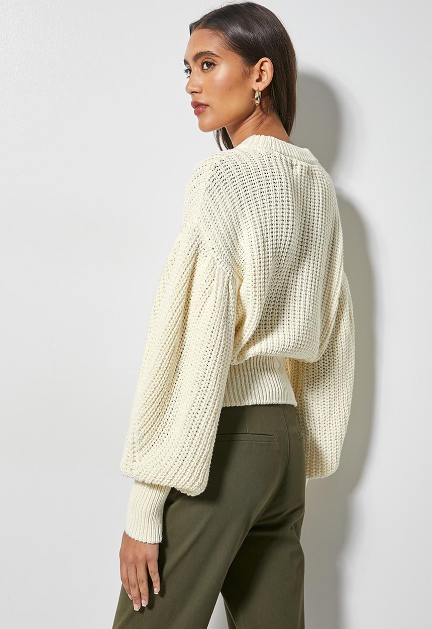 Superbalist - Cotton blend balloon sleeve pullover - ecru