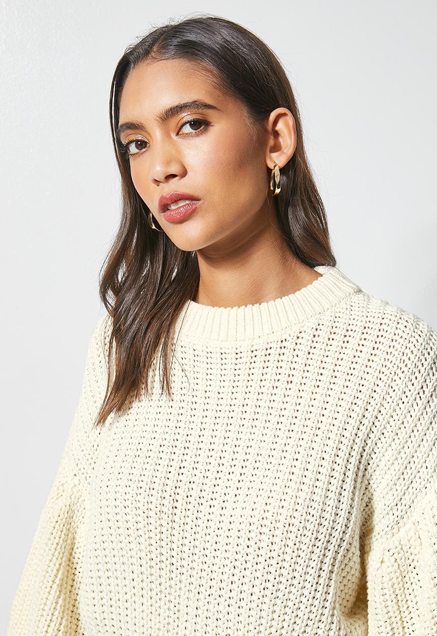 Superbalist - Cotton blend balloon sleeve pullover - ecru
