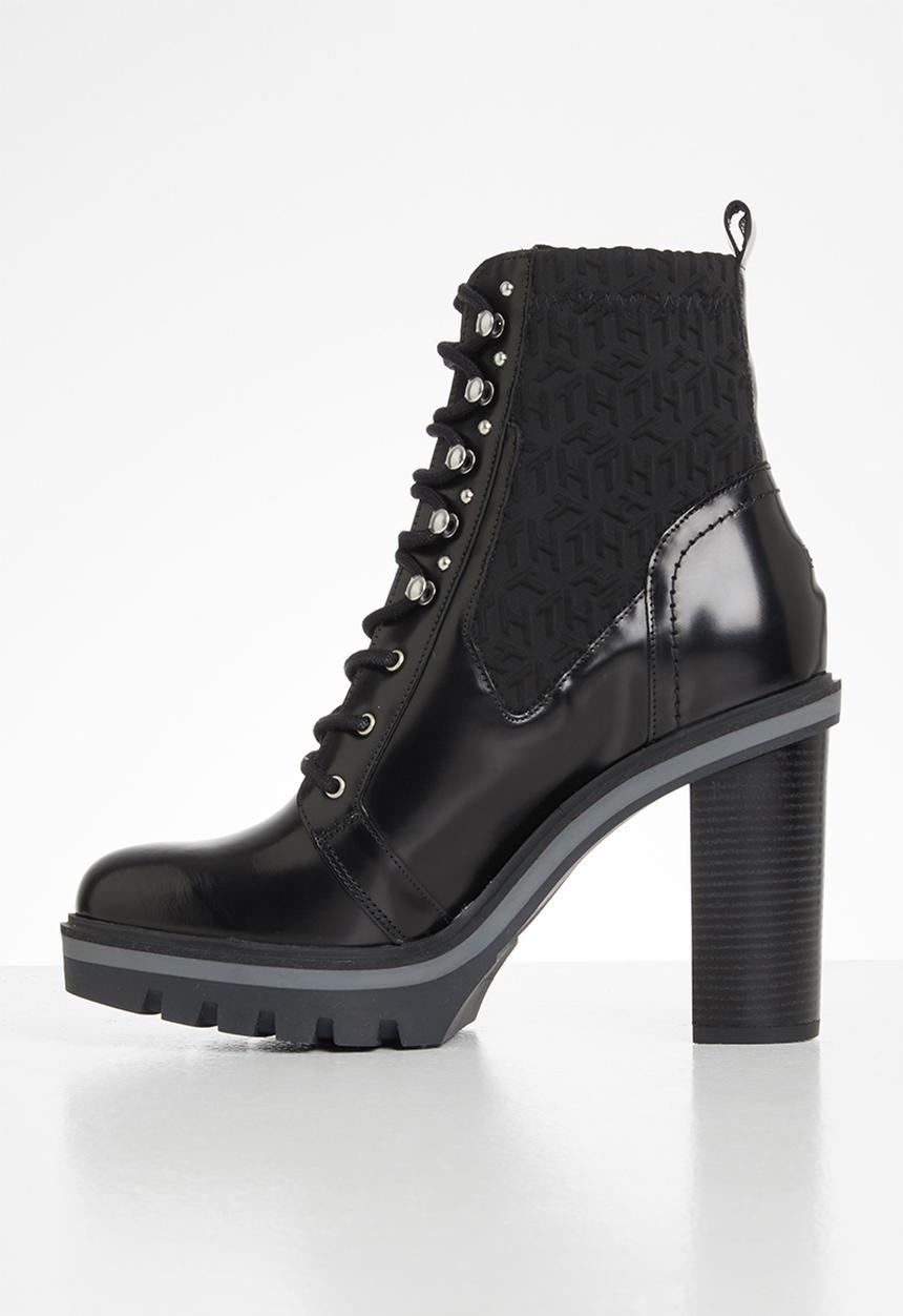 Tommy Hilfiger - Material mix th high heel boot - black