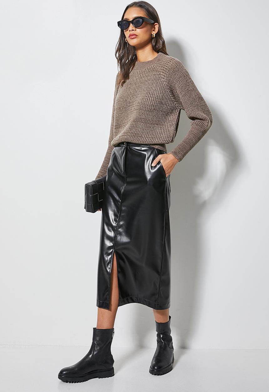 Superbalist - Pu pencil skirt - black