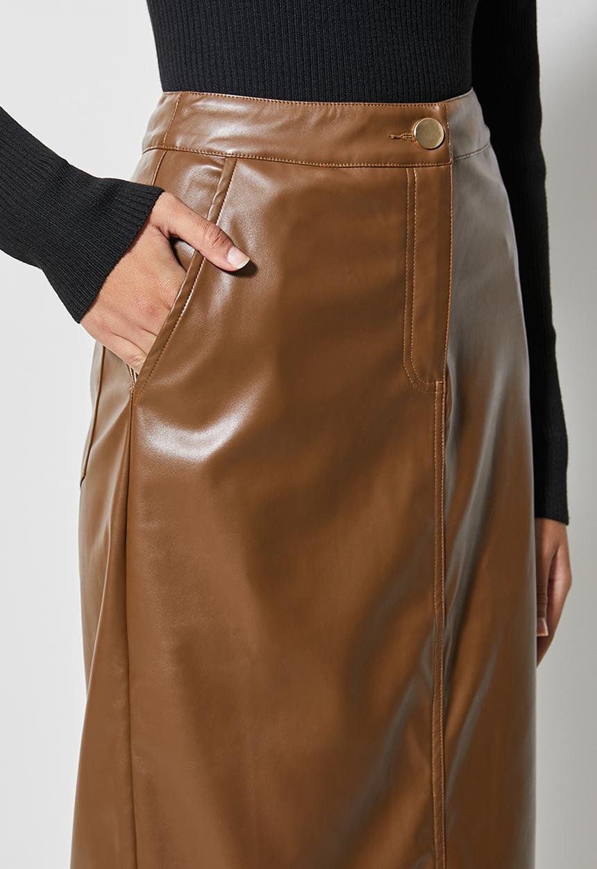 Superbalist - Pu pencil skirt - tan