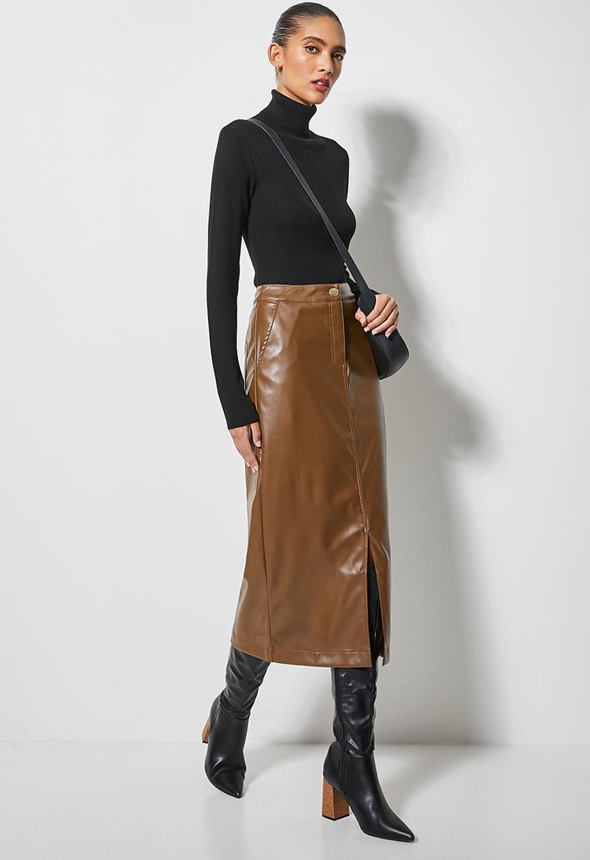Superbalist - Pu pencil skirt - tan