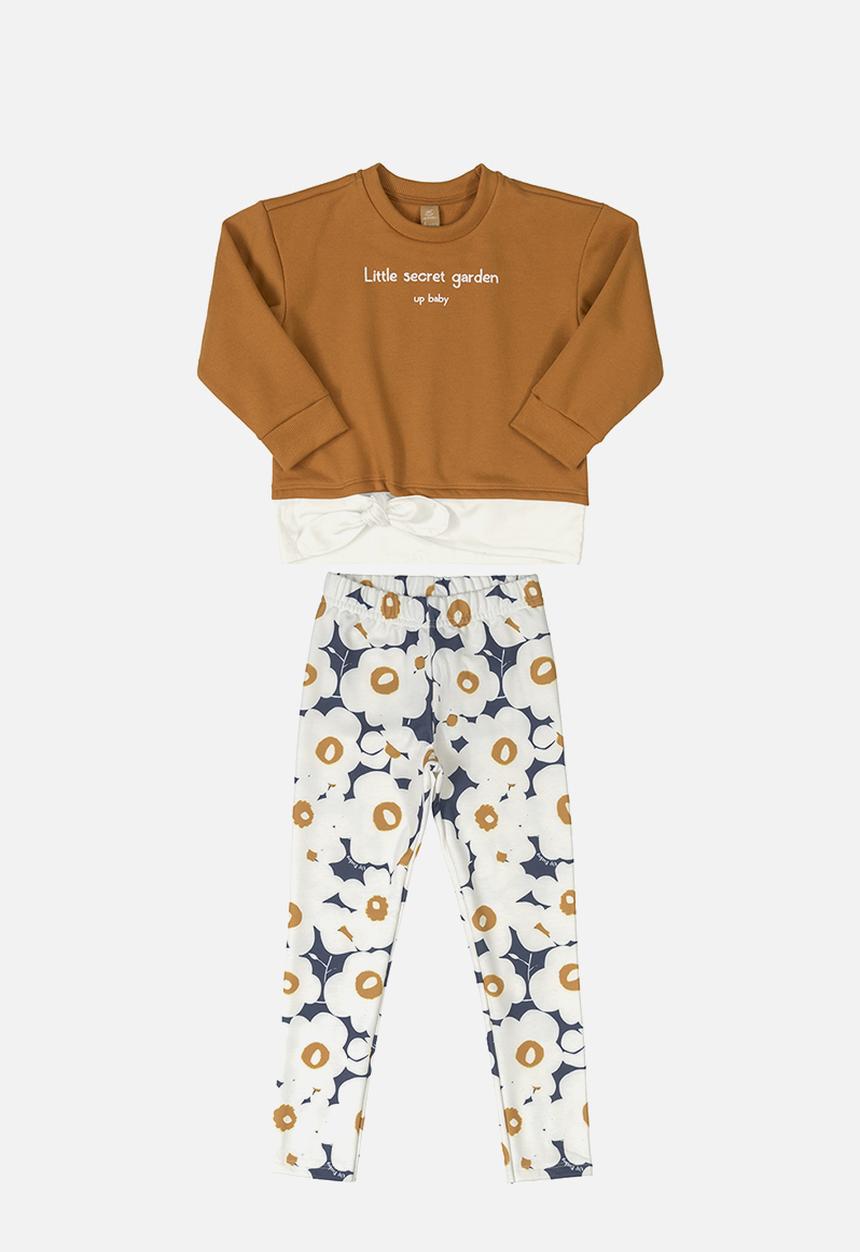 UP Baby - Girls sweat top & legging set - brown