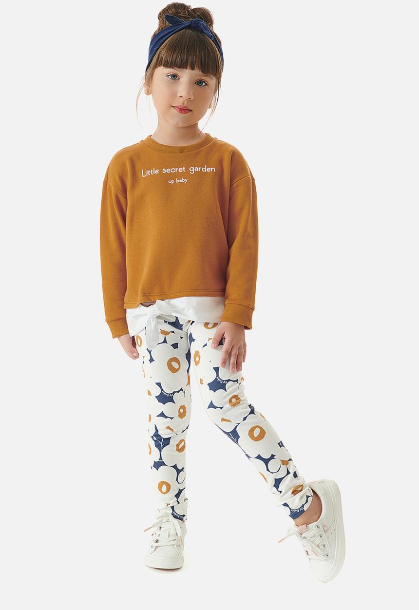 UP Baby - Girls sweat top & legging set - brown