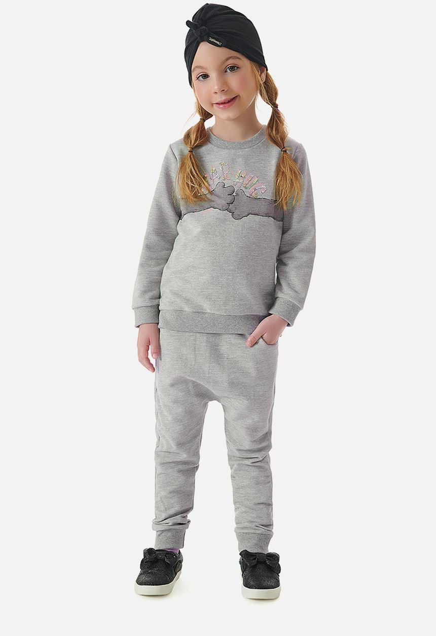UP Baby - Girls sweat top & sweatpants set - grey