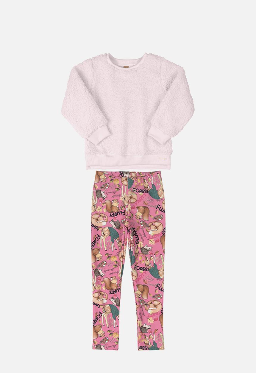 UP Baby - Girls faux fur sweatshirt & pants set - light pink