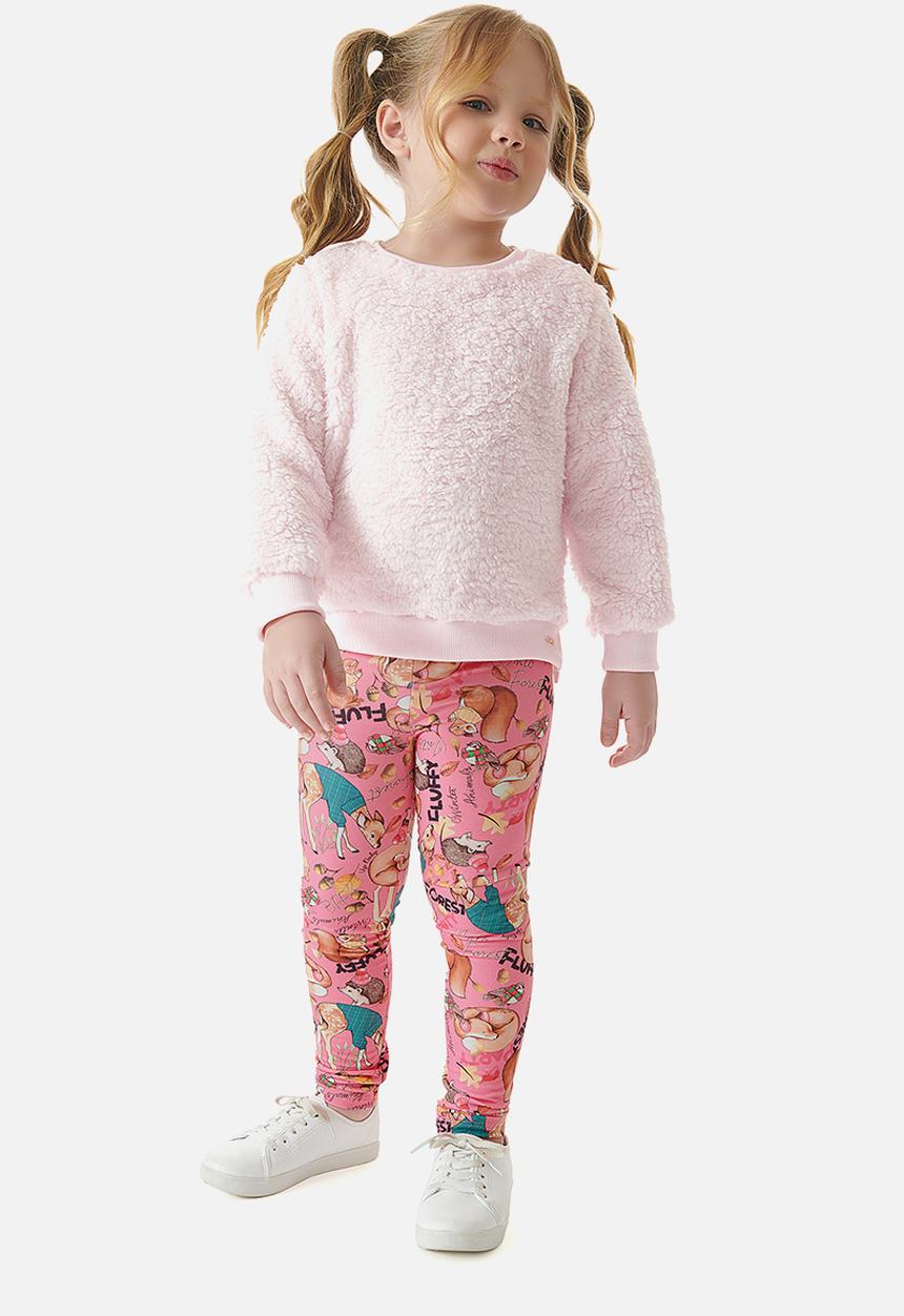 UP Baby - Girls faux fur sweatshirt & pants set - light pink