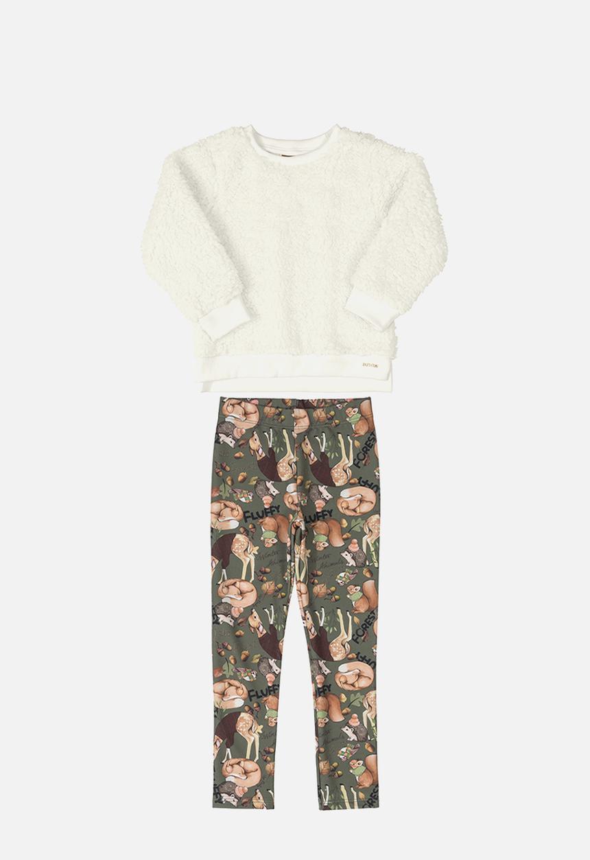 UP Baby - Girls faux fur sweatshirt & pants set - off white