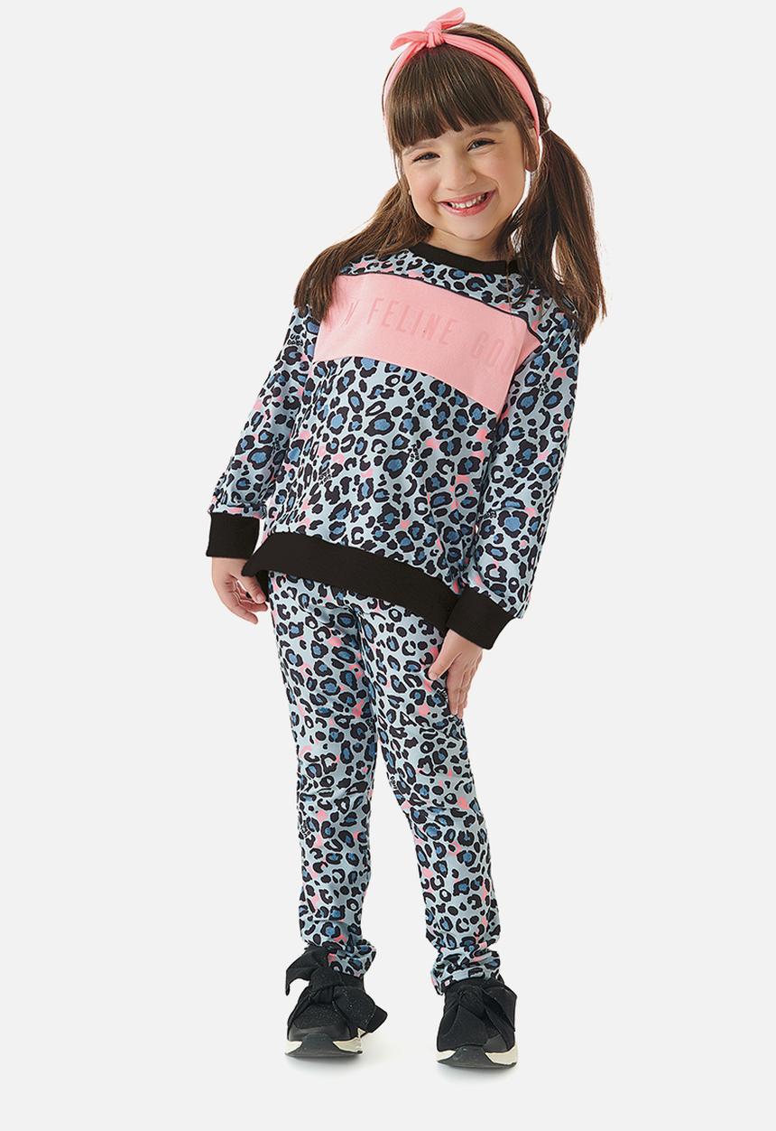 UP Baby - Girls animal print sweatshirt & legging set - blue