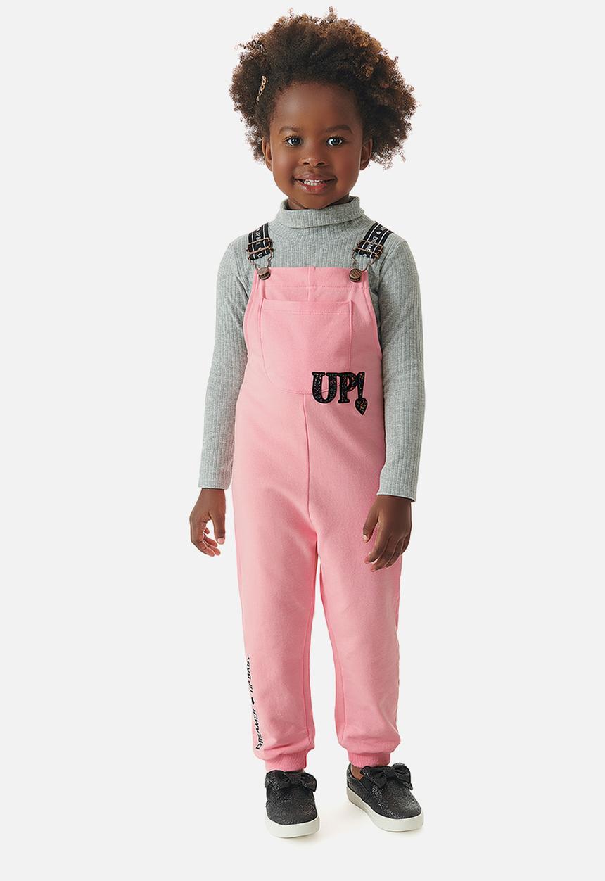 UP Baby - Girls dungaree & jersey set - pink