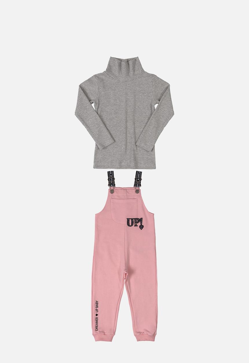 UP Baby - Girls dungaree & jersey set - pink