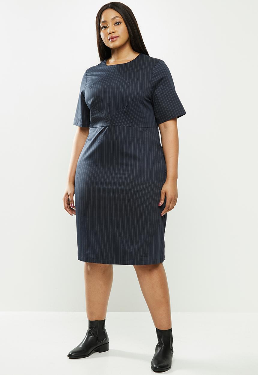 AMANDA LAIRD CHERRY - Plus mhlali dress -  navy & white 