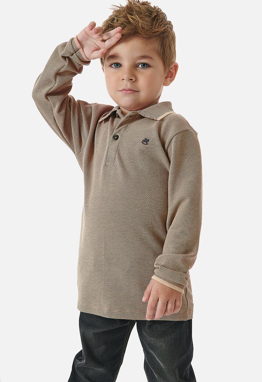 UP Baby - Boys long sleeve golfer - light brown