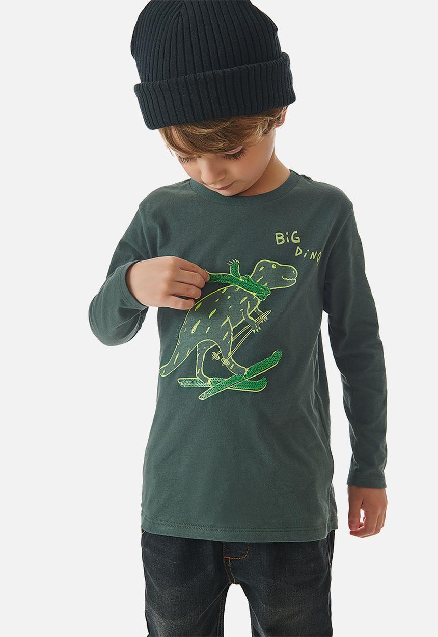 UP Baby - Boys big dino tee - green