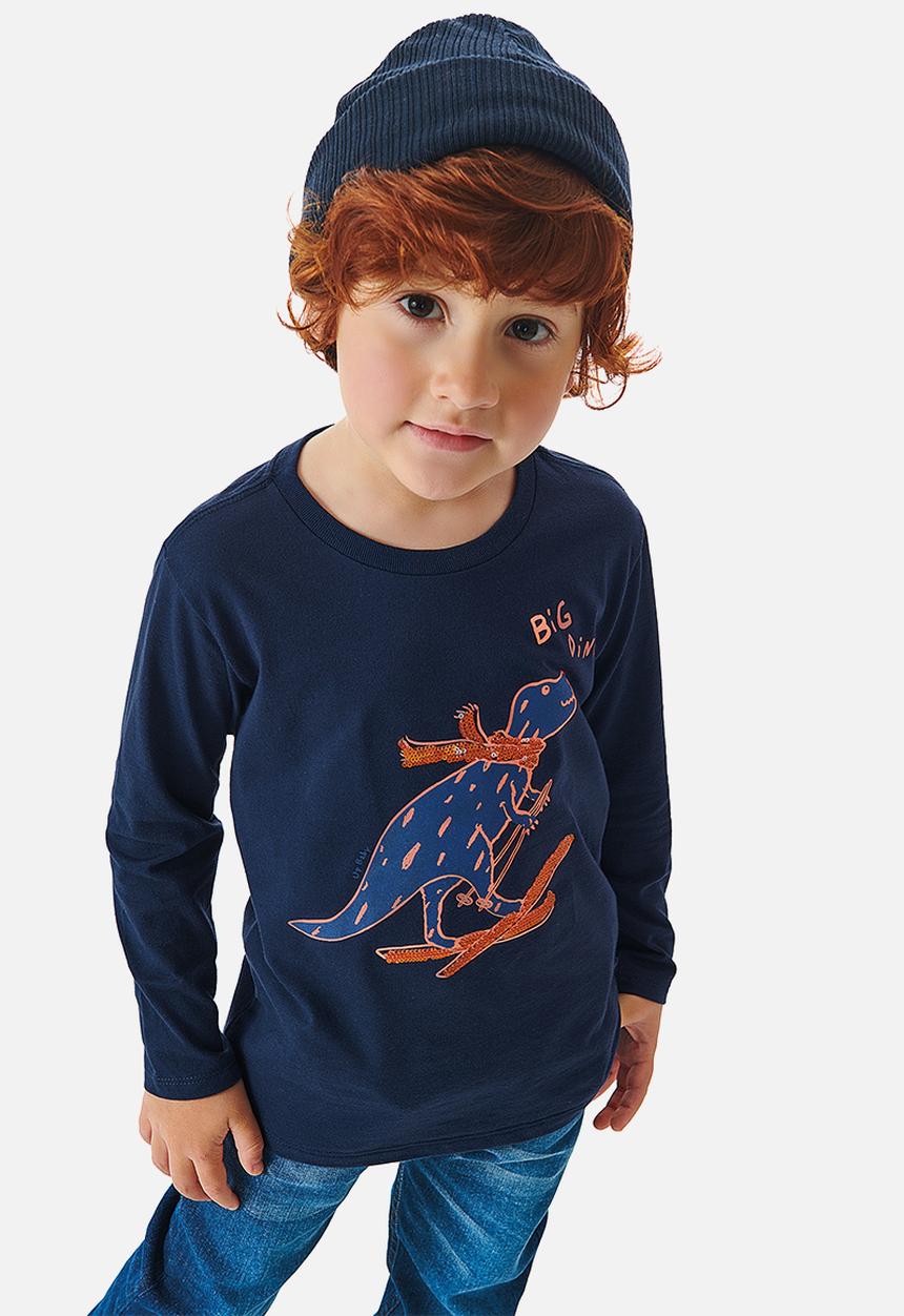 UP Baby - Boys big dino tee - dark blue
