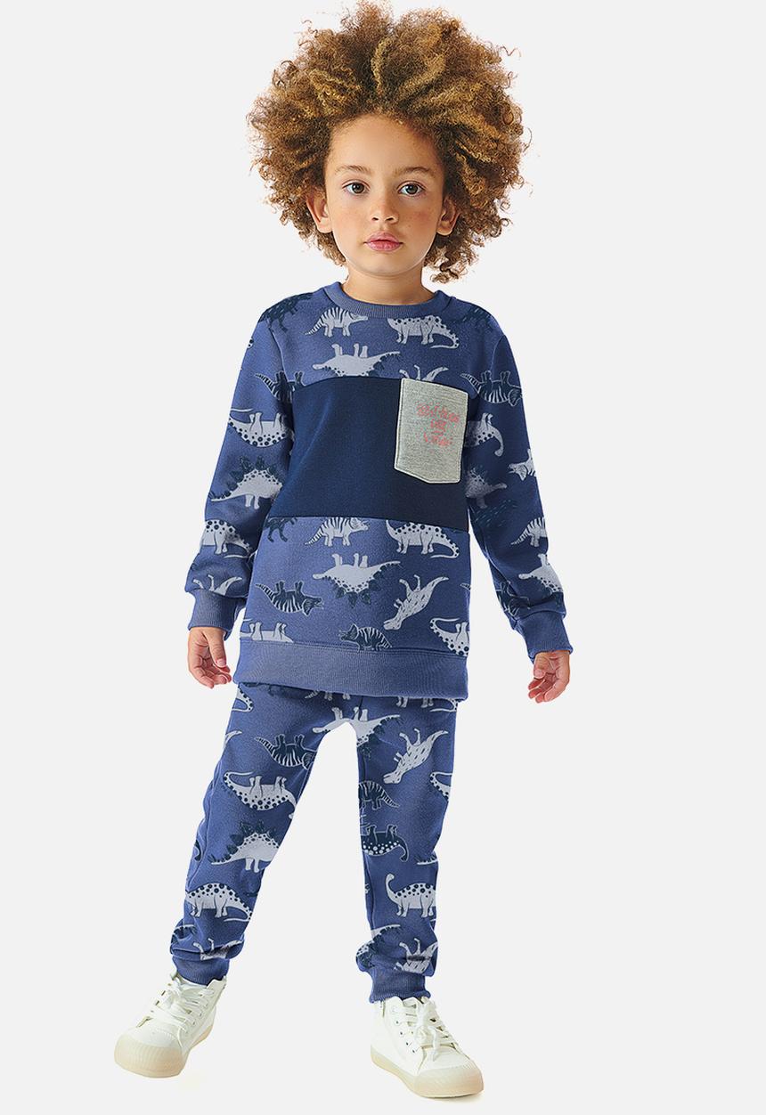 UP Baby - Boys dino sweatshirt & sweatpants set - blue