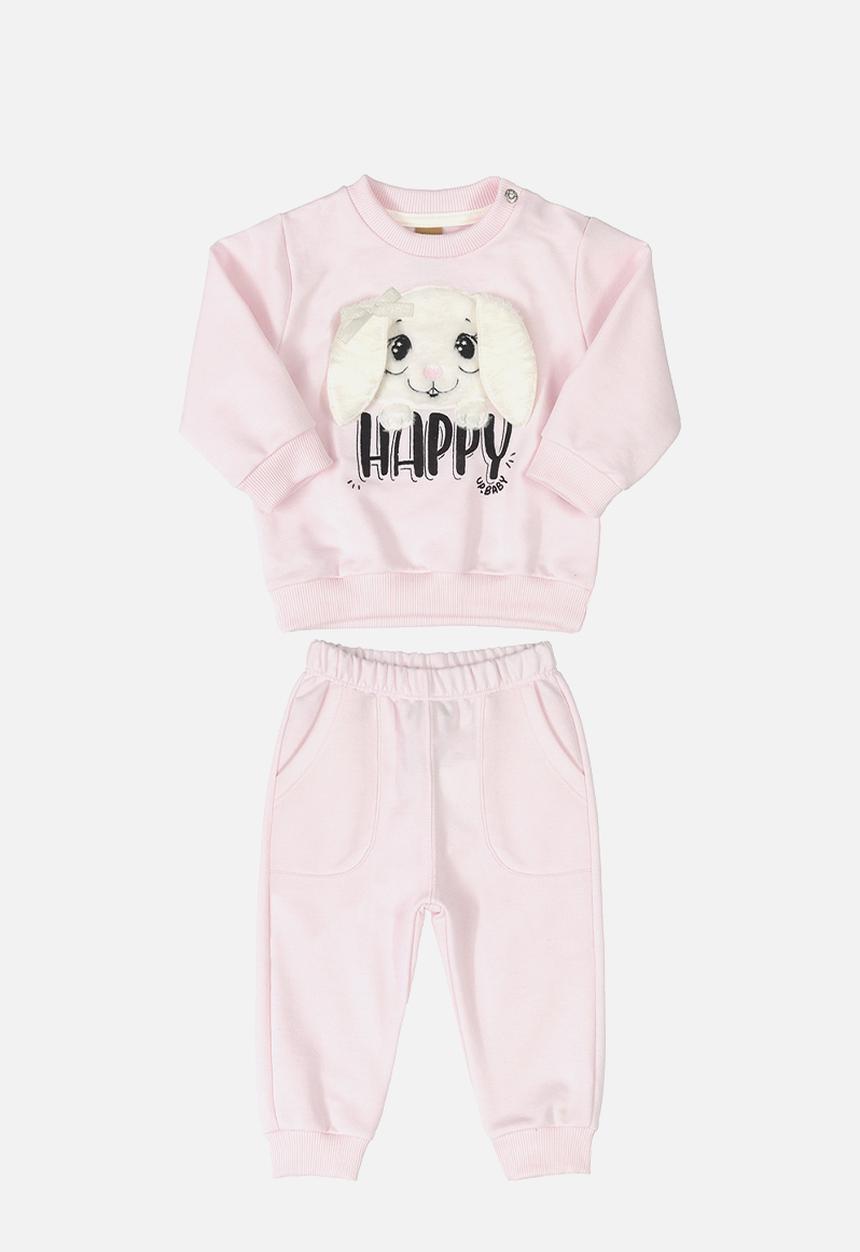 UP Baby - Girls printed sweatshirts & pants set - pink