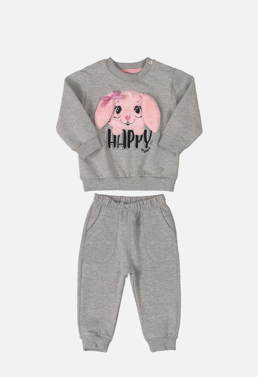 UP Baby - Girls printed sweatshirts & pants set - grey