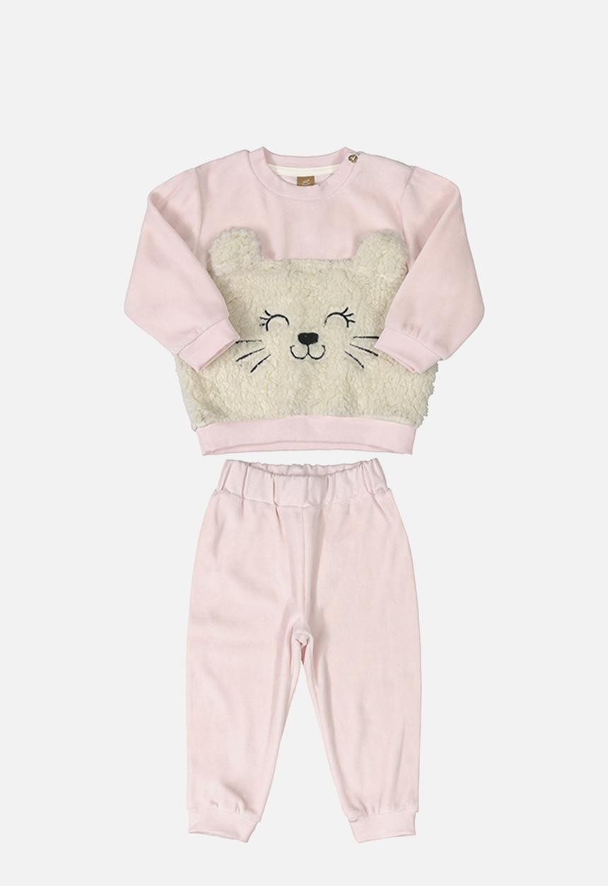 UP Baby - Girls plush top and pants set - light pink