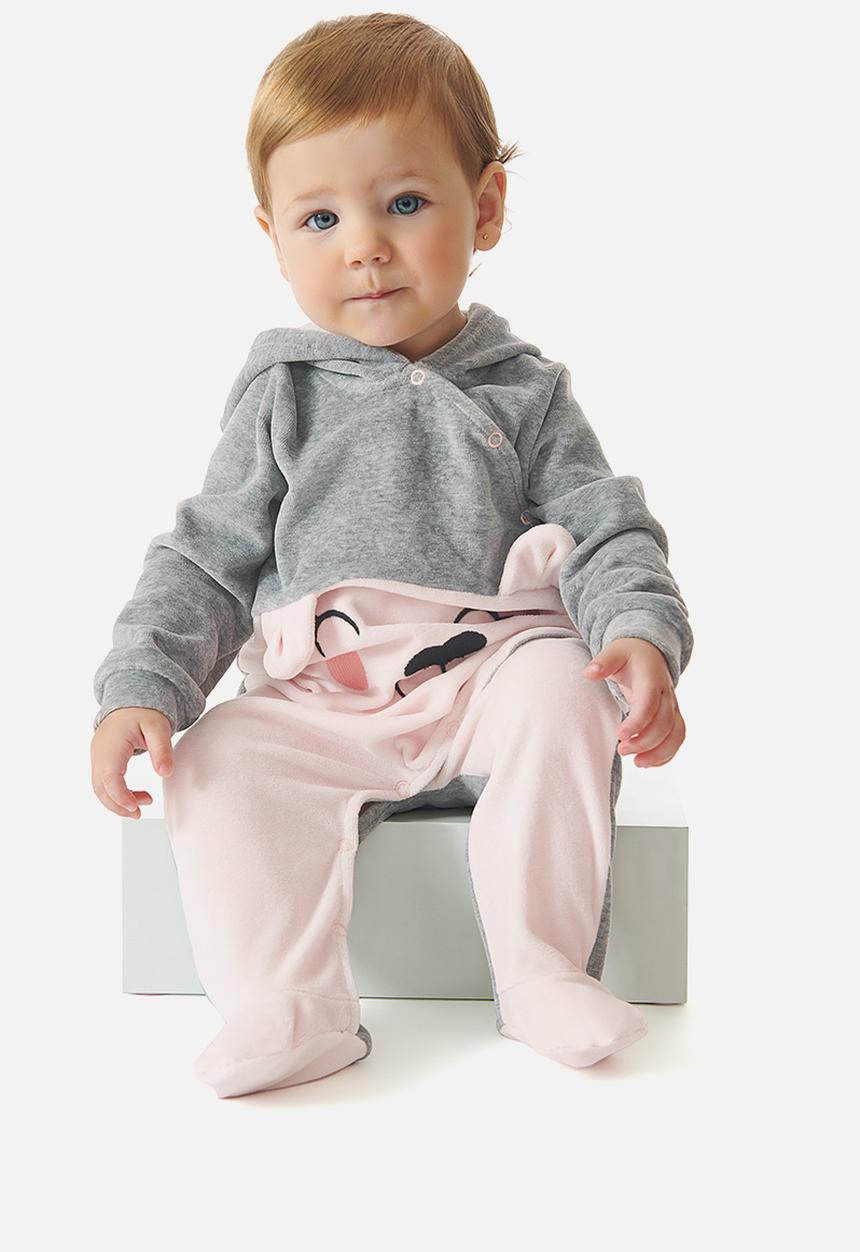 UP Baby - Girls bear onesie - grey