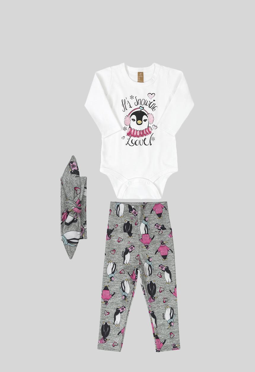 UP Baby - Girls tee, pants & headband set - white
