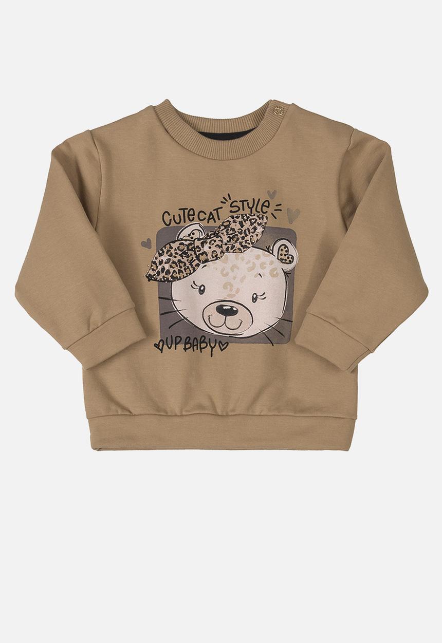 UP Baby - Girls sweatshirt and ribbed pants set - light brown