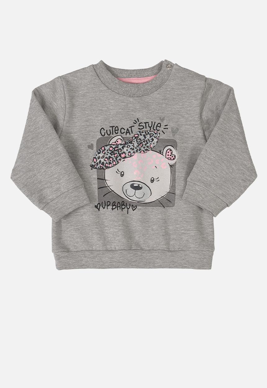 UP Baby - Girls sweatshirt and ribbed pants set - grey