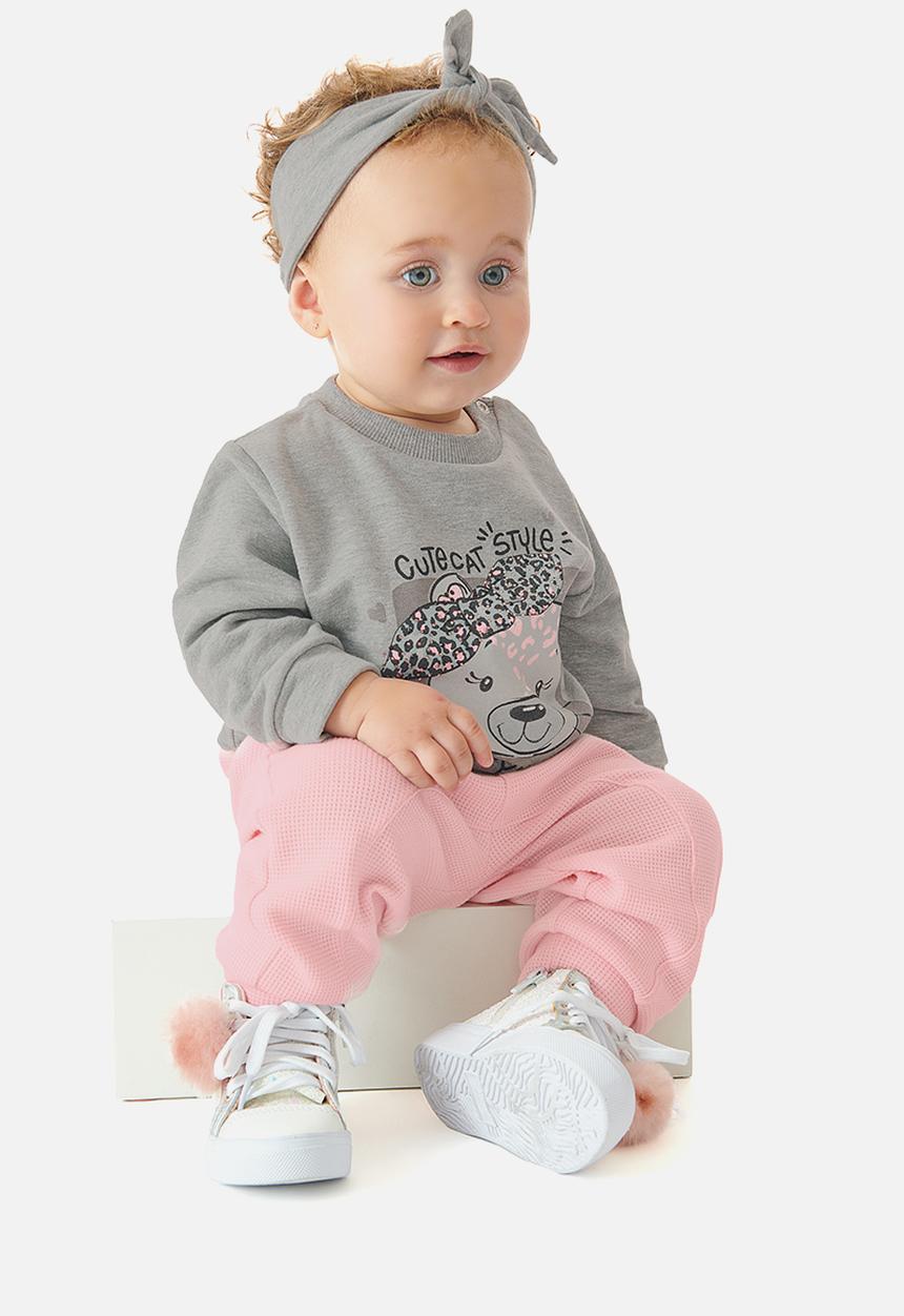 UP Baby - Girls sweatshirt and ribbed pants set - grey