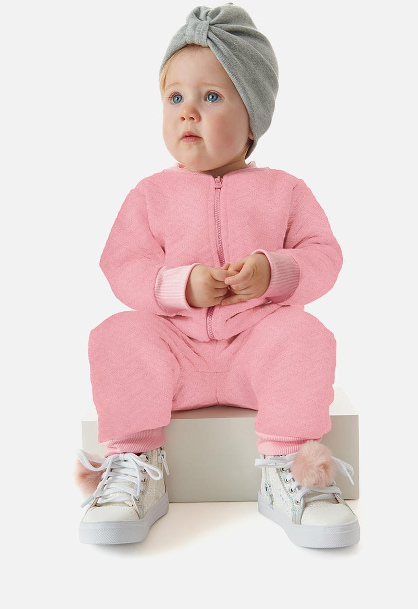 UP Baby - Girls quilted jacket & pants set - pink