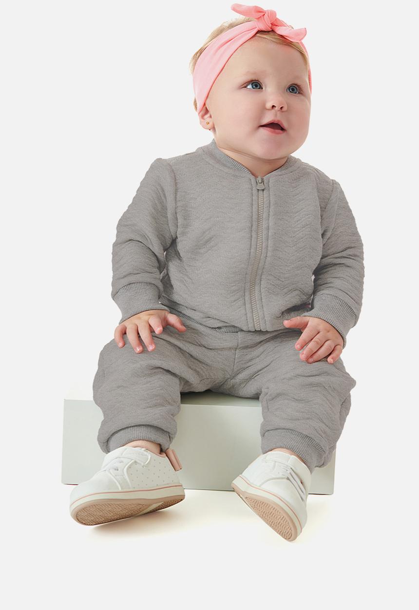 UP Baby - Girls quilted jacket & pants set - grey
