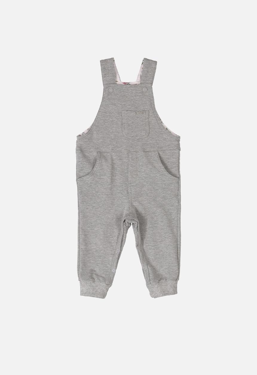UP Baby - Girls dungaree & ribbed top set - grey
