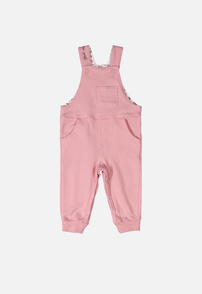 UP Baby - Girls dungaree & ribbed top set - pink