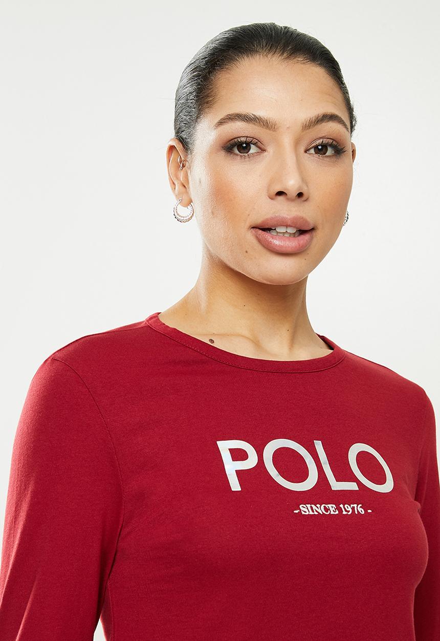 POLO - Relaxed long sleeve mirror tee - red