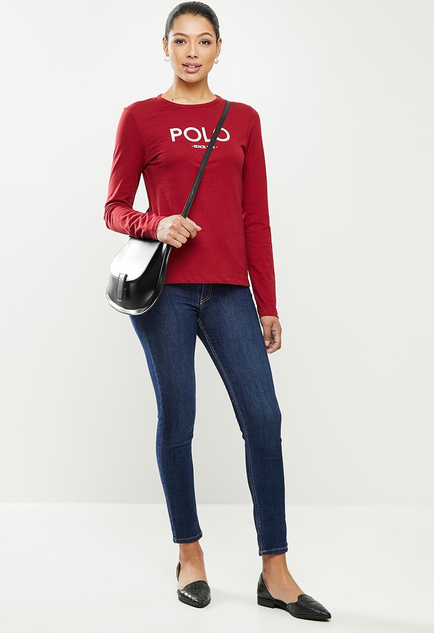 POLO - Relaxed long sleeve mirror tee - red