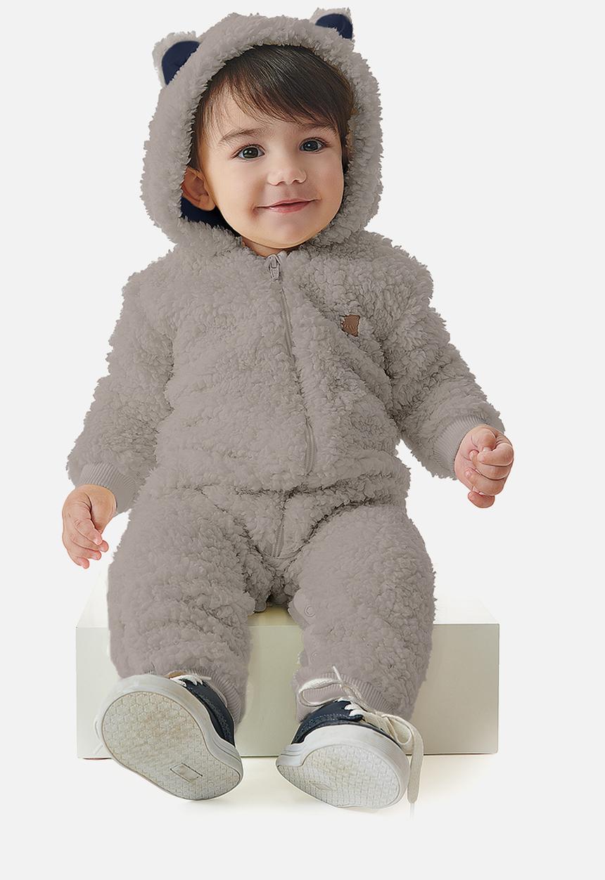 UP Baby - Boys faux fur onesie - grey