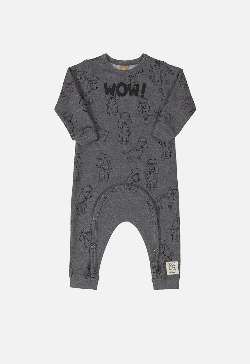 UP Baby - Boys wow romper - grey